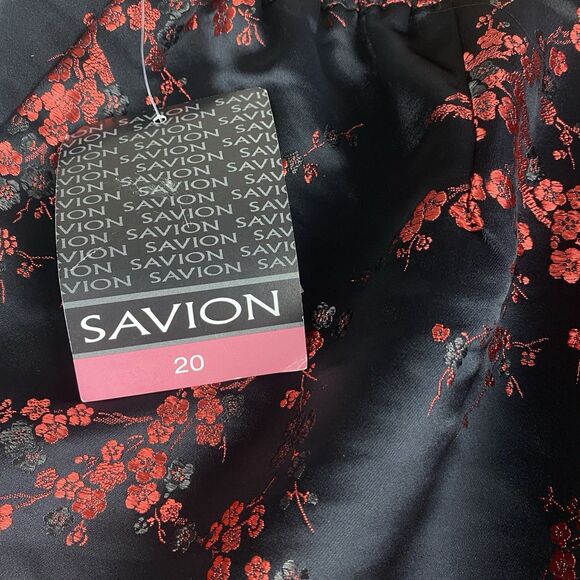 Plus Size Womens 20 Pants Black Silky Cherry Blossom Floral Print NWOT Vintage - Picture 3 of 11